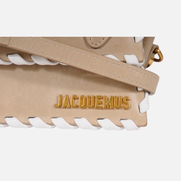 Jacquemus Le Chiquito Bag (distressed tan leather with white braided trim) - Picture 5 of 6